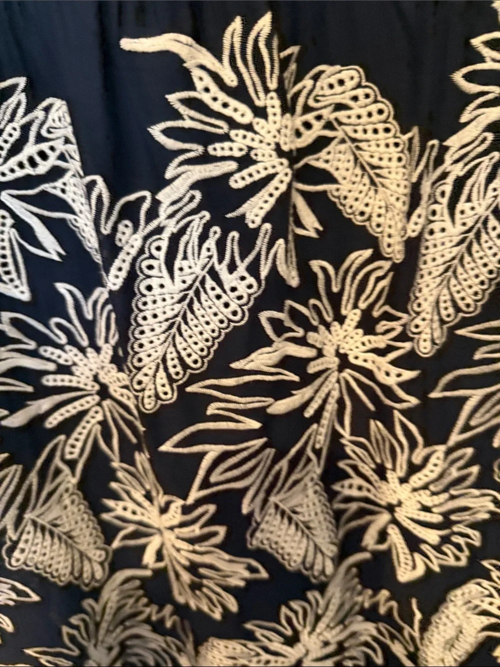 Michael Kors Navy Dress with White Floral Embroidery